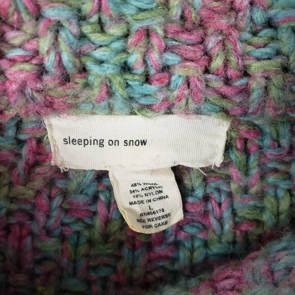 Sleeping on Snow Mock Neck Cardigan Sweater Wool Blend Pink Blue Green Size L - Picture 4 of 6